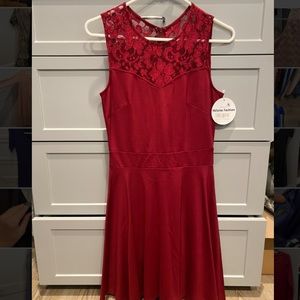 Red lace cocktail dress